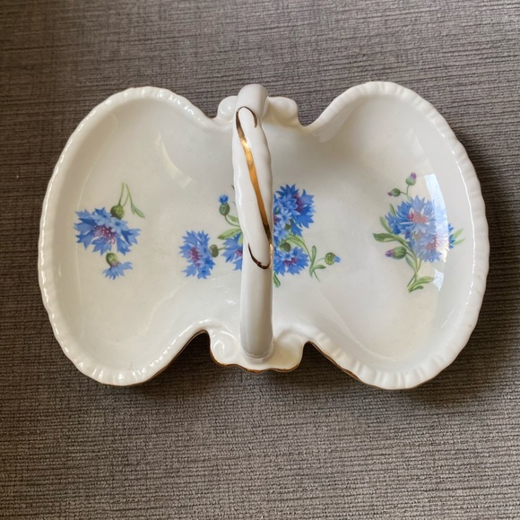 Vtg Hammersley Gold Trim Double Dish With Handle